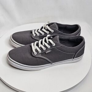 Vans Gray White Women’s Size 6.5 Men’s 5 Canvas Lace Up Skater‎ Sneakers Shoes